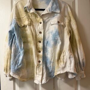 POL Tie Dye Shacket Jacket Size Large Oversized Button Up